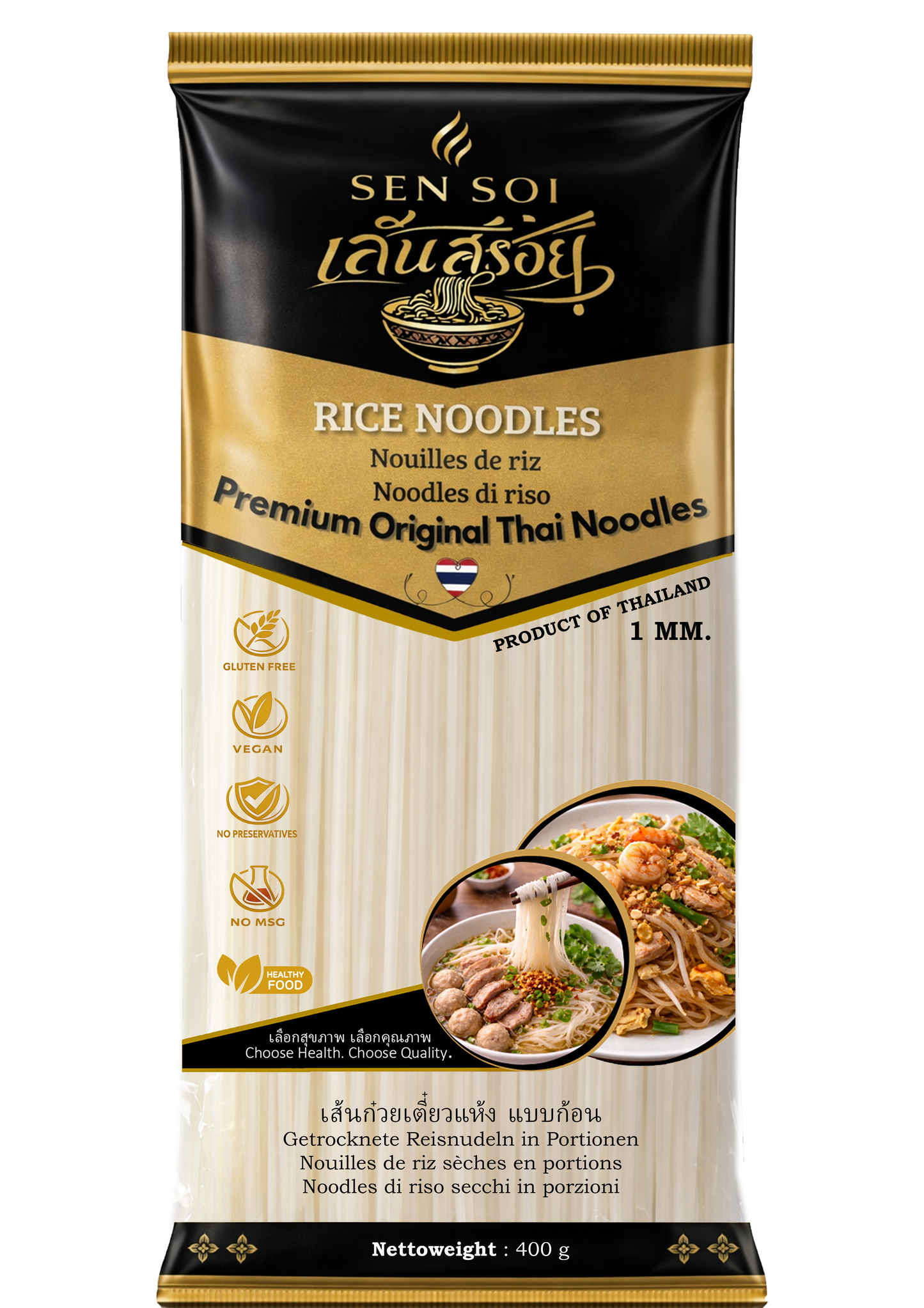 Premium Rice Noodles | Grösse L | 30x400g | Blockform